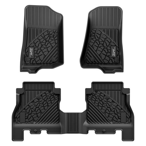 Tapetes para Jeep Wrangler JL 2018-2023 Unlimited 4 puertas (No JK o 4XE) de TPE Todo Clima para la 1ra y 2da Fila, Juego Completo de Tapetes para Auto, Negro