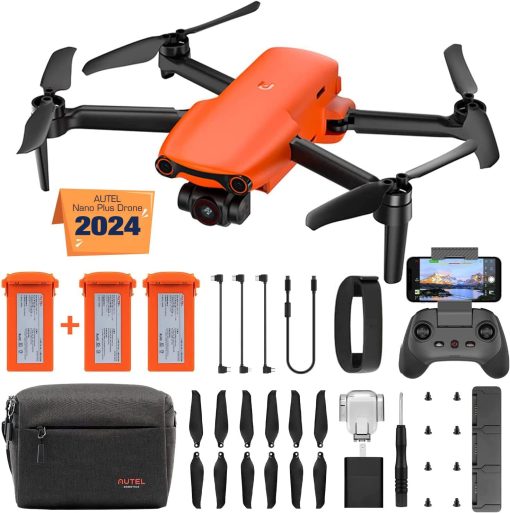 Autel Robotics EVO Nano+ Paquete Premium, Mini Drone de 249g con Camara 4K RYYB, Enfoque PDAF + CDAF, Estabilizador de 3 Ejes, Evitacion de Obstaculos de 3 Vias, Combo Fly More de Nano Plus, Naranja