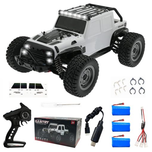 LEOSO SCY16103 1/16 Coche Rc 4X4 Camioneta RC 35 Km/h Coches RC 2.4GHz 4CH 4WD Motor Clase 390 Camion de Control Remoto con 3 Baterias Recargables de 1500mah (Blanco)