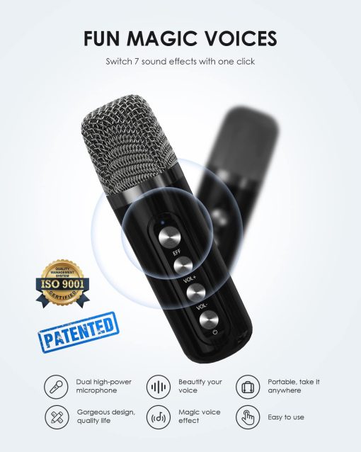 Maquina de Karaoke para Ninos/Adultos, FULLIFE 2024 Altavoz Portatil Bluetooth PA Sistema con 2 Microfonos Inalambricos, Luz LED Colorida Que Cambia, Set de Karaoke para Fiestas en Casa, Interiores - Imagen 3