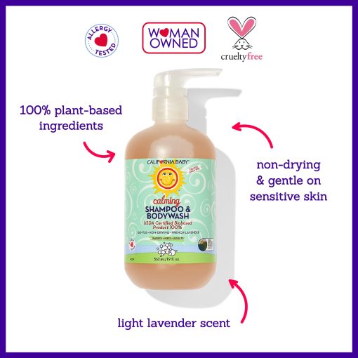 California Baby Calming Lavender Shampoo and Body Wash | 100% Plant-Based (USDA Certified) | Allergy Friendly | Jabon y Champu para Bebes y Niños en Piel Seca y Sensible | 562 mL / 19 fl. oz (Paquete de 2) - Imagen 4