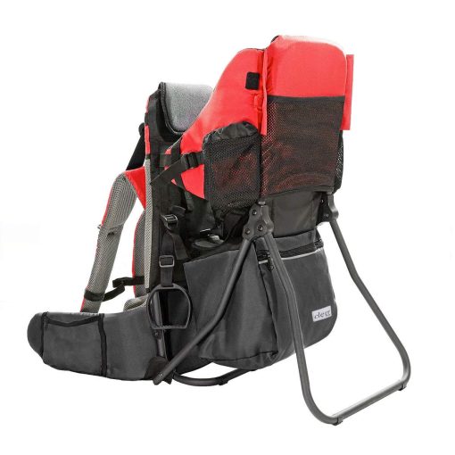Mochila Portabebes de Senderismo ClevrPlus Cross Country, Roja, Mochila Portabebes para Ninos con Asiento Comodo, Correas y Cinturon Ajustables, Marco Plegable Liviano, Gran Capacidad para Ninos para Uso al Aire Libre