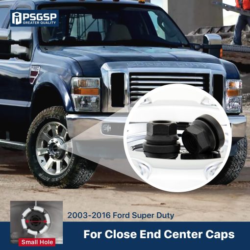 PSGSP Tuercas de rueda negras M14x1.5 16uds para Ford F250 F350 F450 F550 2003-2016, F53 2003-2019, Estilo OEM de dos piezas con cara plana con reborde para ruedas OEM de fabrica, Compatible con 2C2Z1012AA - Imagen 3