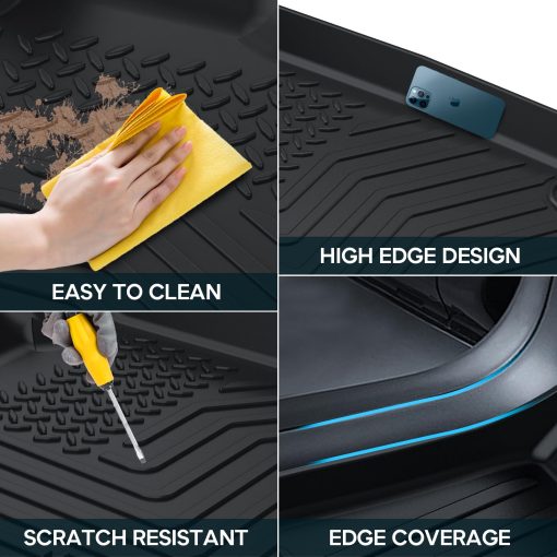 Tapetes para 2023 2024 Honda Pilot, Juego completo de tapetes de proteccion de TPE para todas las estaciones, incluye tapetes para automoviles para la 1ra y 2da fila para accesorios de 2023 2024 Honda Pilot Negro - Imagen 6