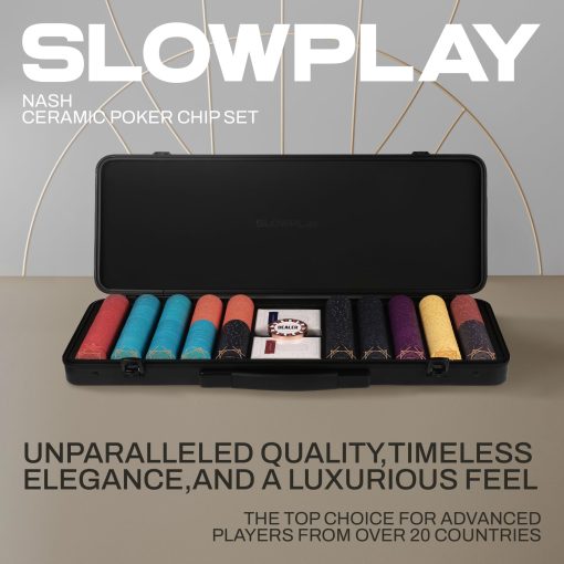 Set de Fichas de Poker de Ceramica SLOWPLAY Nash para Texas Hold'em, 500 PCS [con Valores Numerados], Fichas de Poker de 43mm, 12g Cada una | Incluye un Estuche de Fichas de Alta Calidad con Cubierta Extra Duradera de Policarbonato Aleman - Imagen 2