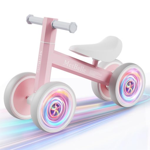 Bicicleta de equilibrio para bebes con iluminacion colorida para ninos y ninas de 1-2 anos, 10-24 meses de empuje de bicicleta de equilibrio para bebes, 4 ruedas primera bicicleta para ninos, regalos de primer cumpleanos para ninos en edad preescolar