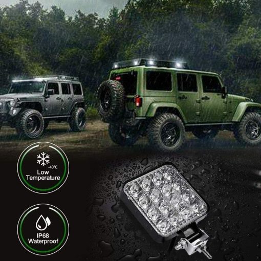 Turboo Barra de Luz LED 48W 4" Luz de Trabajo Cuadrada de Foco Luces LED para Coche Barco Offroad Jeep SUV ATV UTV, Paquete de 20 - Imagen 4