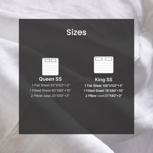 Juego de Sabanas de Lino de la Nueva Temporada - 100% Lino Europeo King, Suave, Transpirable y Duradero de Lujo 4 Piezas Set (1 Sabana Plana, 1 Sabana Ajustable, 2 Fundas de Almohada) (King, Blanco) - Imagen 8