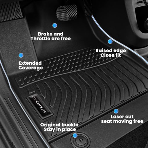 Tapetes para piso Auxko All Weather de 3 filas para Jeep Grand Cherokee L 2021-2024 (6 pasajeros sin consola central) Tapetes de Goma TPE Negros - Imagen 5