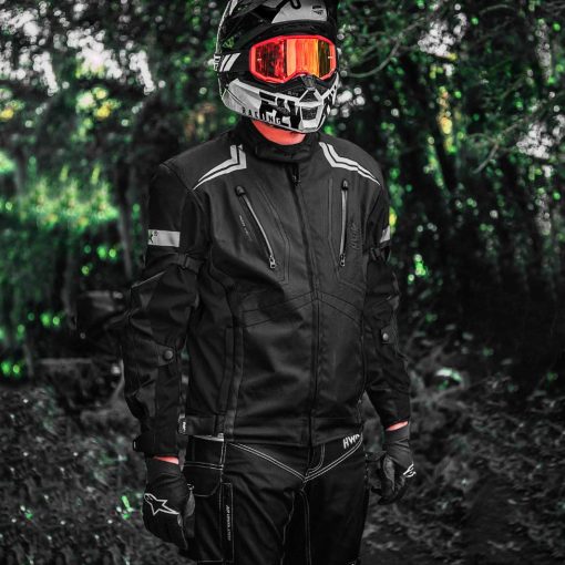 Chaqueta de moto HWK para hombres y mujeres Scorpion con tela Cordura para enduro y proteccion de impactos de espuma de armadura, chaqueta de moto de doble deporte - Todo negro, 2X-Grande - Imagen 3