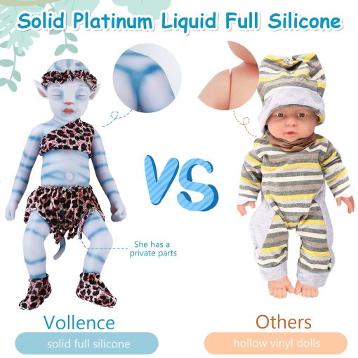 Muneca de bebe de silicona completa Vollence de 20 pulgadas estilo Avatar, no munecas de vinilo, muneca de bebe renacida real, muneca de bebe de silicona realista que parece real - Nina - Imagen 3