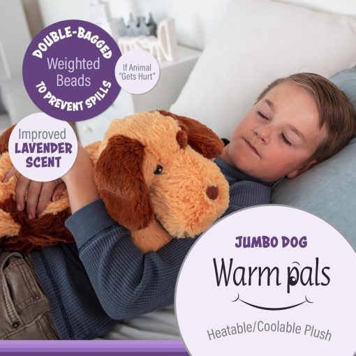 Peluche con Peso Jumbo Hugs por Warm Pals ? Perro ? 4 libras ? Agradable Microrizable con Aroma de Lavanda ? Juguetes de Peluche Acolchados ? Animal de Peluche ? Relajante y Reconfortante Peluche - Imagen 2
