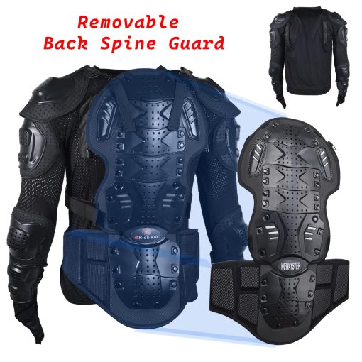 Chaqueta de proteccion completa Ridbiker Motorcycle Body Armor Protector Desmontable Chaqueta de Carreras Motocross Espina Pecho Motocross Camisa Protectora (Negro, M) - Imagen 4