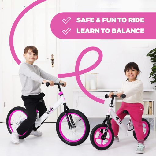 Bicicleta de Equilibrio Bixe - 16" (40.6 cm) Bicicletas de Entrenamiento para Ninos Grandes - Bicicleta de Equilibrio para Ninos Disenada para Edades de 4 a 9 - Bicicleta sin Pedales para Ninos o Ninas - Rosa - Imagen 4