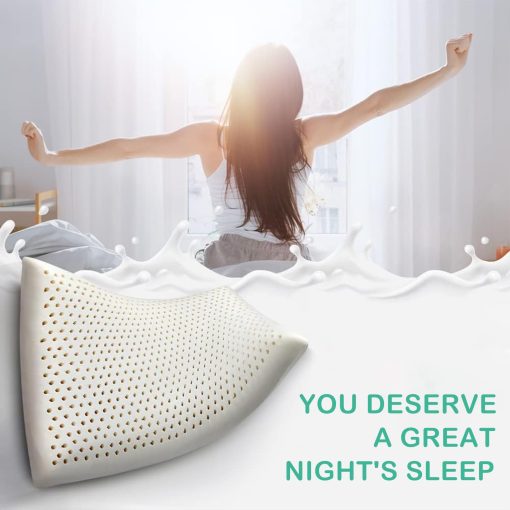 Almohada de Latex Talalay Premium 100% Natural, Almohada de Espuma de Latex Firme Intermedio Ayuda a Aliviar la Presion, Dolor de Cuello y Hombros, Sin Quimicos Toxicos de Espuma de Memoria, El Mejor Regalo (King (Extra Suave)) - Imagen 7