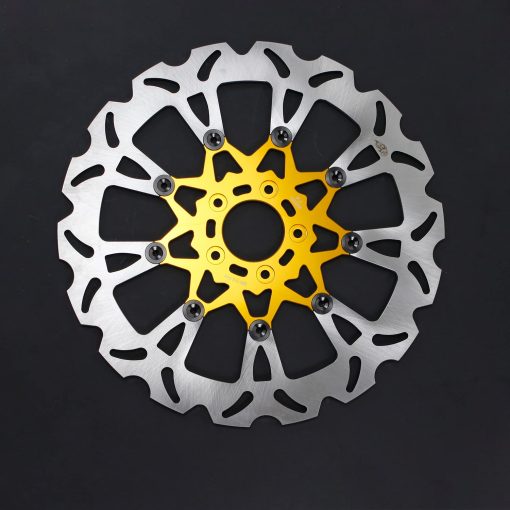 POWERJAMES 9 Spokes 14.0" Front Floating Orange Gold Brake Rotors para Harley Softail Dyna Sportster (Inner Orange)
