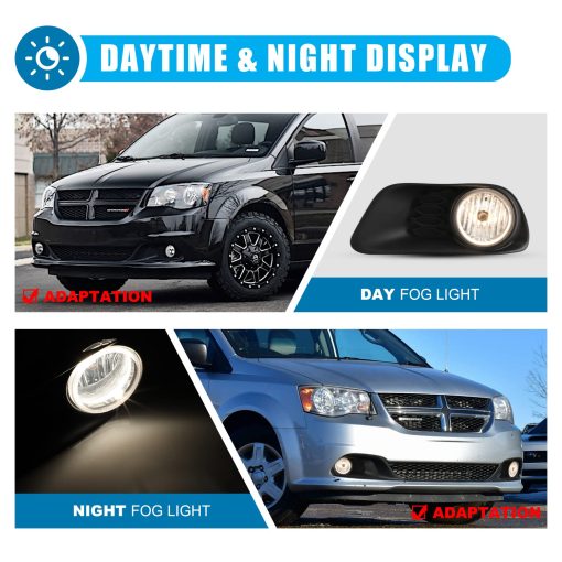 Luces de Niebla CPW Compatible con [2011-2020 Dodge Grand Caravan] Conjunto de Lamparas de Niebla de Repuesto Luces de Niebla + Interruptor + Kit de Cableado - Imagen 8