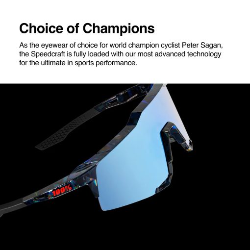 Lentes de rendimiento deportivo para ciclismo 100% SPEEDCRAFT (Gloss Metallic Bora/Matte White - Lente Rojo Espejo de Capa Multiple) - Imagen 5