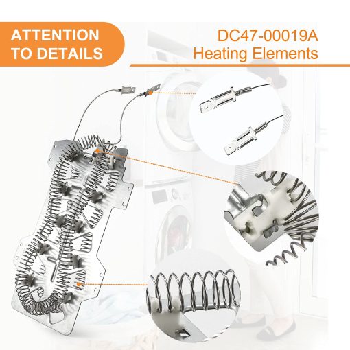 2 PACK Calentador de Secadora DC47-00019A Pieza de Repuesto para Samsung Secadoras Reemplaza DC47-00019A, DV45H7000EW/A2 DV40J3000EW/A2 DV42H5000EW/A3 DVE50M7450W/A3 DV42H5200EW/A3 DV48H7400EW/A2 - Imagen 4