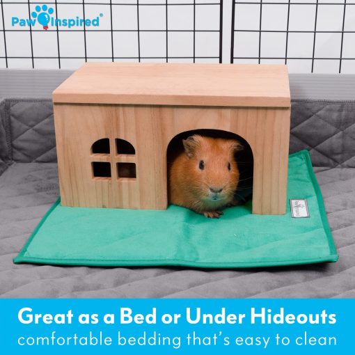 Almohadillas absorbentes para jaulas de cobayas Paw Inspired | Ropa de cama de vellon lavable, fondo impermeable | Super absorbente almohadilla para orina o colchoneta para mascotas para cobayas, hurones, conejos, hamsters, animales pequenos (12x12, Gris claro) - Imagen 5