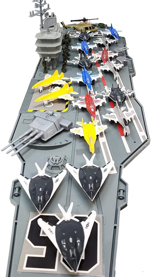 Combo de Portaaviones, Submarino y Destructor de juguete con vehiculos militares y aviones de combate - Imagen 5
