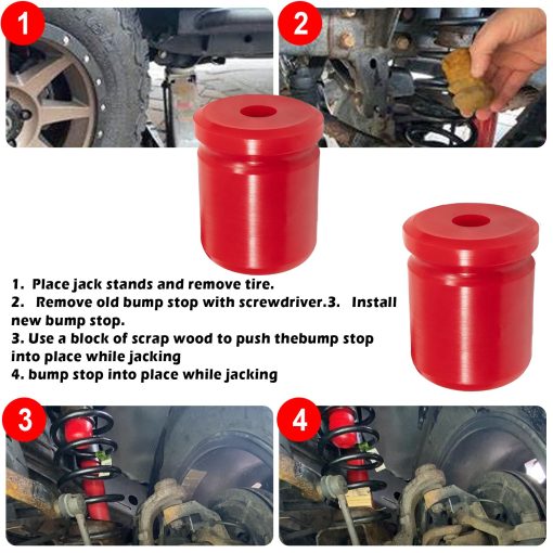 Kit de topes de goma 4 piezas Upgrade 1-1303 Front Bump Stop y 1-1304 Rear Bump Stop para Jeep Wrangler JK JKU Sport Rubicon Sahara Freedom Unlimited 2007-2018 - Imagen 5