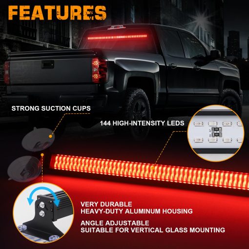 Barra de luces direccionales XRIDONSEN de 35 pulgadas con 144 LED rojos para advertencia de emergencia en interiores de vehiculos para policia, bomberos y camiones - Imagen 3