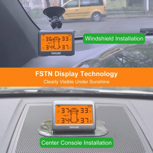 Sistema de Monitoreo de Presion de Neumaticos para RV DEEWAZ, Sistema de Monitoreo de Presion de Neumaticos con Energia Solar, TPMS con 4 Sensores Externos, 0-116 PSI para Automovil RV SUV MPV Pickup Sedan Todo Terreno (Pantalla LCD Naranja) - Imagen 6