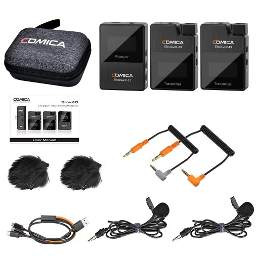 Comica Microfono Inalambrico Lavalier BoomX-D2 2.4G Sistema Compacto de Microfono de Solapa Inalambrico con 2 Transmisores y 1 Receptor, Microfono de Solapa para Smartphone Camara Podcast Entrevista YouTube Facebook Live - Imagen 8