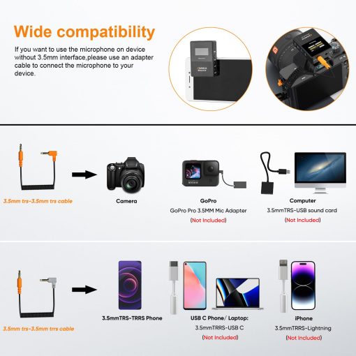 Comica Microfono Inalambrico Lavalier BoomX-D2 2.4G Sistema Compacto de Microfono de Solapa Inalambrico con 2 Transmisores y 1 Receptor, Microfono de Solapa para Smartphone Camara Podcast Entrevista YouTube Facebook Live - Imagen 3