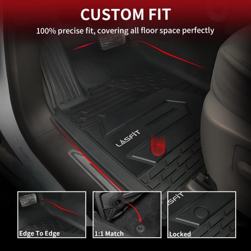 Tapetes LASFIT para Chevy Silverado/GMC Sierra 1500 2019-2024 Cabina Doble, Chevrolet Silverado/Sierra 2500 HD/3500 HD 2020-2024 Cabina Doble, Fila Trasera con Almacenamiento de Fabrica Alfombrado - Imagen 2