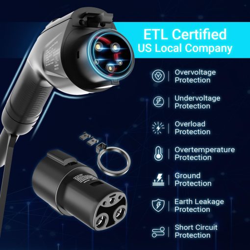 Cargador de Vehiculo Electrico Tera para Tesla: J1772 Nivel 2 EVs ETL Certificado 48 40 Amperios 240 Voltios Estacion de Carga Domestica con Ajuste Manual de Amperios Programacion en la Unidad NEMA 14-50 Cable de 25 FT Blanco W01 - Imagen 6