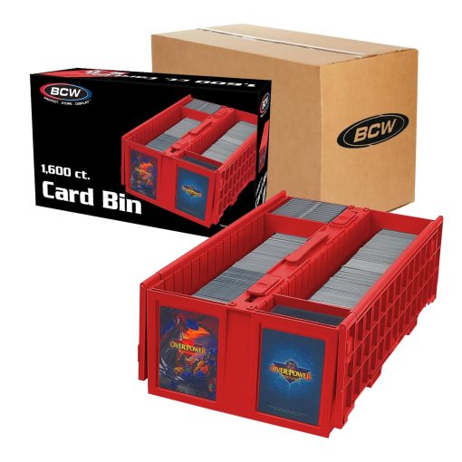 BCW Collectible Card Bin - Soporta hasta 1600 Tarjetas - Paquete de 6 Rojo | Caja Grande de Almacenamiento para Tarjetas de Juego Suelta | Cajas de Almacenamiento de Pokemon, MTG y Tarjetas Deportivas | Caja de Clasificacion de Tarjetas de Plastico