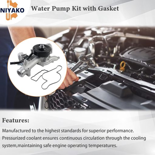 Kit de Bomba de Agua Niyako con Junta de Repuesto # AW7168 68382494AA 53021380AM Compatible con Durango 2004-2008, Ram 1500 2500 3500 2003-2008, Aspen 2007-2008, Motor V8 de 5.7L - Imagen 4