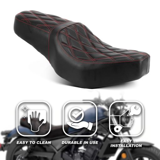 Asiento de una sola pieza para conductor y pasajero con costuras de patron de diamante para Honda Rebel CMX 300 CMX 500 2017 2018 2019 2020 2021 2022 2023 - Imagen 6