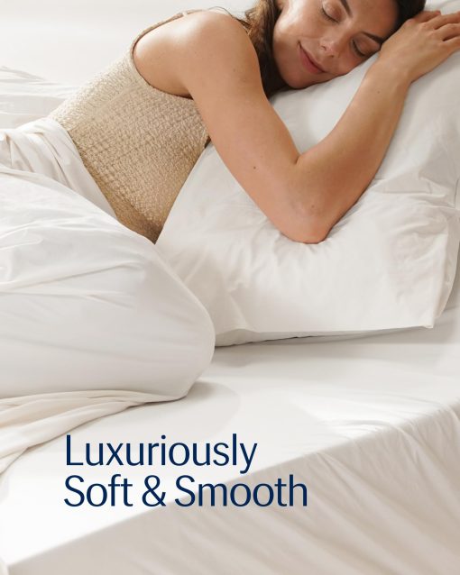 Sabana Plana REST? Evercool?+ Tamano Completo/Queen, Ropa de Cama Transpirable de Lujo para personas calurosas y sudorosas en la noche, Sabana con Hilo Plateado de Limpieza Propia Ionic+ Tejido para Pieles Sensibles, Blanco artico - Imagen 3