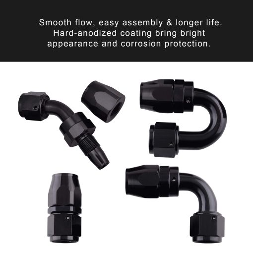 Kit de Manguera de Combustible SYKRSS 10AN 16FT, Manguera de Combustible Trenzada de Nailon y Acero Inoxidable, Manguera de Aceite/Gas/Combustible con 10 Adaptadores Giratorios para Manguera de Combustible - Negro - Imagen 4
