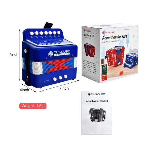 ACORDEoN de Juguete para Ninos 10 Teclas Pequeno Acordeon de Botones para Ninos y Ninas Instrumento Educativo Musical Juguetes Opcion de Regalo de Navidad (AZUL) - Imagen 7