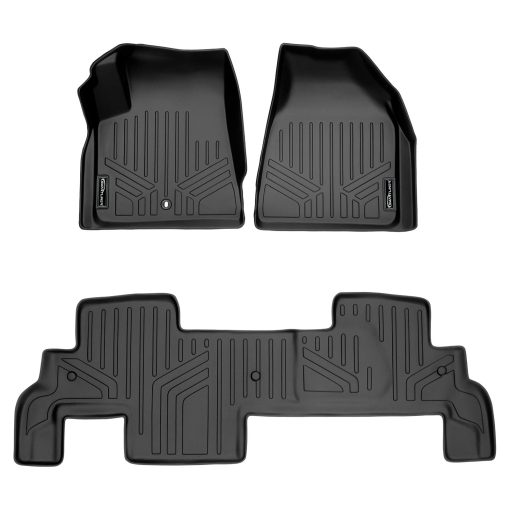 Set de Tapetes para Piso SMARTLINER Negro de 2 Filas Compatible con Chevrolet Traverse 2009-2017 / Buick Enclave 2008-2017 / Saturn Outlook 2007-2010 / GMC Acadia 2007-2016 / GMC Acadia Lmtd 2017 (Estilo de Carroceria Antiguo) (Asiento de Segunda Fila Banco)