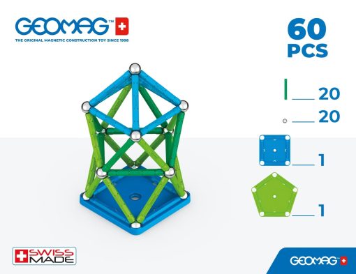 Geomag Classic - 60 Piezas - Construccion Magnetica para Ninos - Coleccion Verde - Juguetes Educativos 100 por Ciento de Plastico Reciclado - Imagen 3