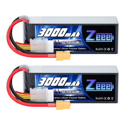 Bateria Lipo Zeee 4S 3000mAh 14.8V 50C con Funda Suave y Conector XT60 para Avion RC Helicoptero Drone FPV Barco RC UAV Coche RC Camion Barco Carreras Hobby Modelos (2 Paquetes)