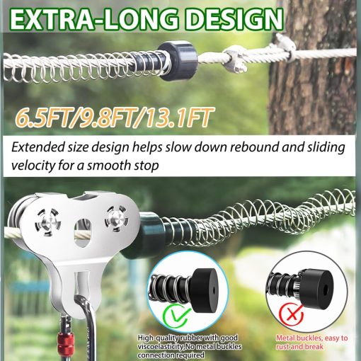Fologtoo Cables Zip para Ninos y Adultos al Aire Libre Hasta 500 Lbs, Kits de Tirolesa de Acero Inoxidable 304 de 30M para Patio Trasero con Cuerda de Alambre Grueso de 1/4", Polea Removible, Equipo de Juegos al Aire Libre - Imagen 4