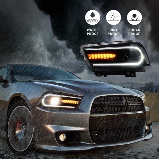 Faros del proyector LED VLAND para Dodge Charger 2011-2014 con lente de doble haz, senales de giro secuenciales, (no sirven para Dodge Charger SE 2012) - Imagen 5