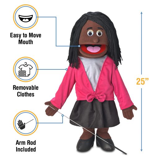 Marioneta de Ventrilocuo de Cuerpo Completo de 25" Barbara, Negra, Mama/Maestra - Imagen 3