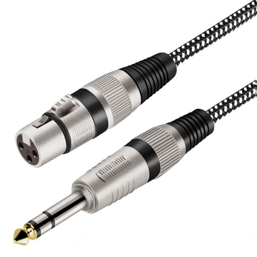 Cable XLR Hembra a 1/4 Pulgada TRS 50 FT, Trenzado de Nylon XLR 3 Pin Hembra a 6.35mm TRS Macho Cable Balanceado de Microfono (Conductores de Cobre Puro)