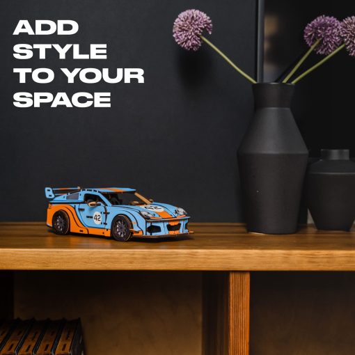 Rompecabezas de madera original UNIDRAGON para adultos Unimodels Comet GTS Azul-Naranja 219 piezas, modelo de coche de madera ensamblado, caja de regalo de madera, piezas con formas - Imagen 5