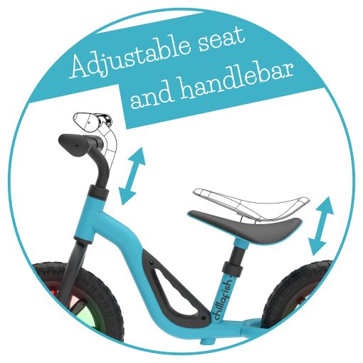 Bicicleta de Equilibrio para Ninos Chillafish Charlie Glow con Ruedas que Se Iluminan para Ninos de 18-48 Meses, Aprende a Montar con Neumaticos Antipinchazos de 10 Pulgadas, Asiento Ajustable y Manija de Transporte, Cielo - Imagen 2
