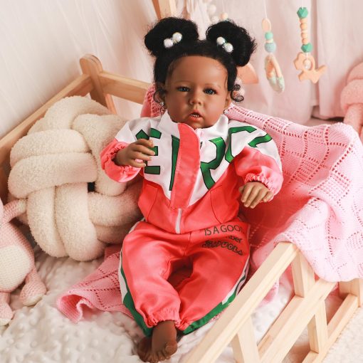 Muneca Realista Rebornova para Nina Negra, Africana Americana 20 Pulgadas con Cuerpo Suave de Silicona, Regalo de Cumpleanos para Edades 3+ - Imagen 6