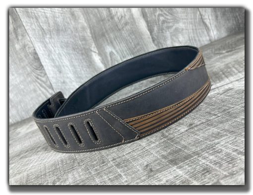 Correa de guitarra de cuero de grano completo Anthology Gear Haleakala para guitarras electricas, acusticas y bajos (ancho de 3", Aged Steel/Tobacco) - Imagen 4