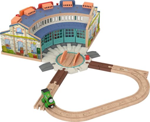 Set de Inicio de Tren de Juguete Thomas & Friends Tidmouth Sheds de Madera con Motor de Percy para Niños en Edad Preescolar de 3+ Años (Exclusivo de Amazon)
